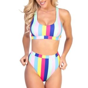 NEW Pink Lily rainbow stripe bikini set